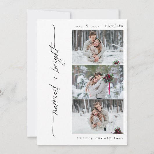 新婚と明結婚したるい初めてのクリスマス写真 シーズンカード (正面)