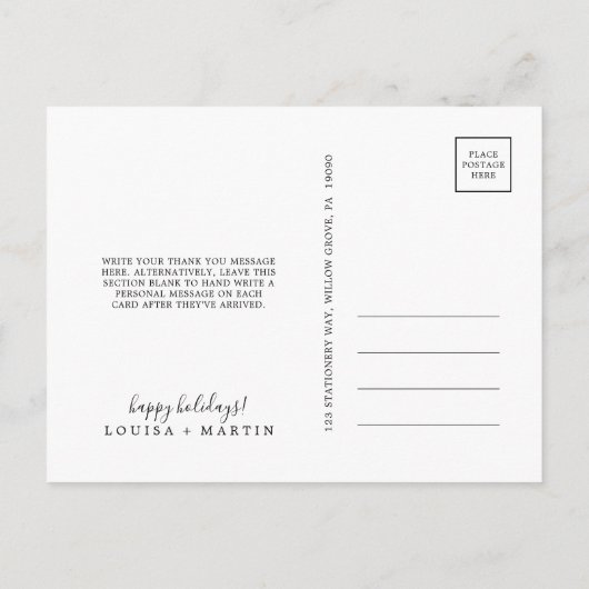 新婚のお礼を楽しんでミニマリスト シーズンポストカード (裏面)