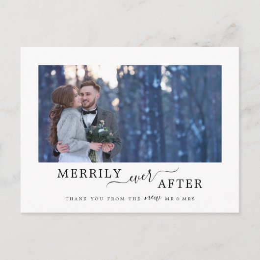 新婚のお礼を楽しんでミニマリスト シーズンポストカード (正面)