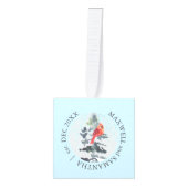 新婚のカスタム初めてのクリスマス写真 キューブオーナメント (正面)