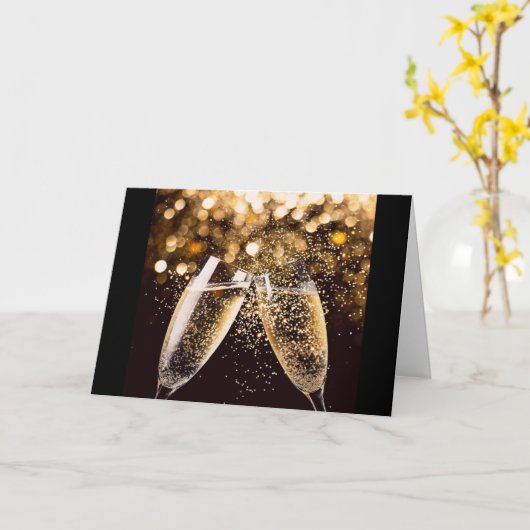 **新婚のカードに乾杯** カード (黄色い花)