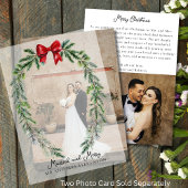 新婚のクリスマスカード Mr and Mrs ベラム紙招待状