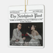 新婚のクリスマスフォト新聞 セラミックオーナメント (左)