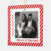 新婚のクリスマスフォト セラミックオーナメント (左)