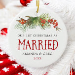 新婚のクリスマス結婚したの写真 セラミックオーナメント<br><div class="desc">第1回Christmas As Couleフォト結婚したオーナメント</div>