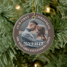 新婚のクリスマス 初めてのふたりの聖夜 上品 セラミックオーナメント