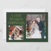 新婚のクリスマス 新婚フォト 緑 シーズンカード (正面)
