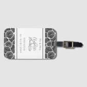 新婚のグレー夫妻のバラ パーソナライズされた ラゲッジタグ (正面横)