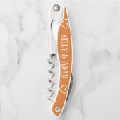 新婚のシナモンと白パーソナライズされた ソムリエナイフ (正面)