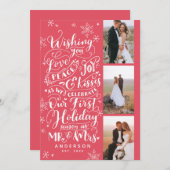 新婚のホリデーハンドドロー |赤 | 3 – 写真 シーズンカード (正面/裏面)