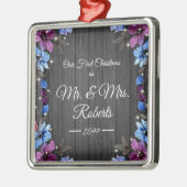 新婚のミスターミセス・初めてのクリスマス素朴花 メタルオーナメント (左)