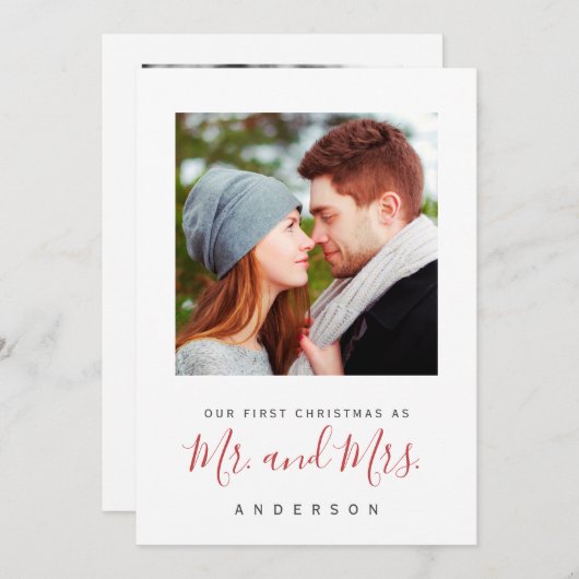 新婚のミスター・カードとしての最初のクリスマス シーズンカード (正面/裏面)