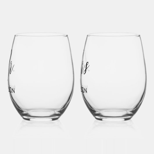 新婚のミスター&ミセス ステムなしワイングラス (左)