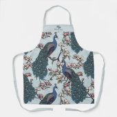 新婚のミスター・ミセス フローラル ピーコック ブルー エプロン (正面)
