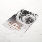 新婚のミセス・アンド・ミセス・初めてのクリスマスカスタム写真 箔シーズンカード (回転した状態)