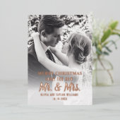 新婚のミセス・アンド・ミセス・初めてのクリスマスカスタム写真 箔シーズンカード (立ち正面)