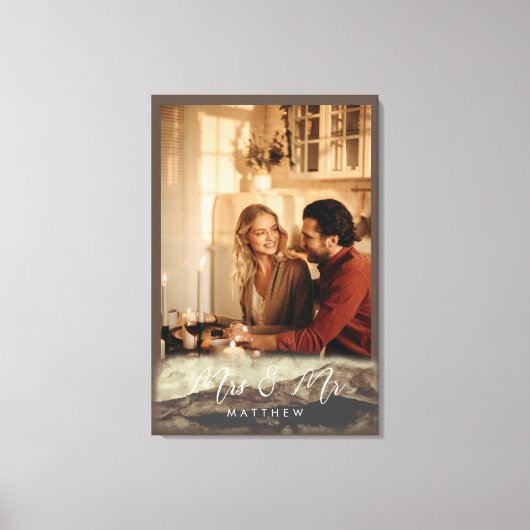 新婚のミセス＆ミスター ロッキー 風景写真 キャンバスプリント (正面)