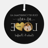 新婚のミセス・ミセス・ホリデー・グラスとしての第1クリスマス ガラスオーナメント (裏面)