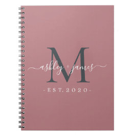 新婚のミセス・モノグラムの名前は年間ほこりっぽいバラ ノートブック