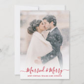 新婚の写真と結婚したスクリプメリートのクリスマス シーズンカード (正面)