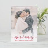 新婚の写真と結婚したスクリプメリートのクリスマス シーズンカード (スタンド正面)