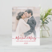 新婚の写真と結婚したスクリプメリートのクリスマス シーズンカード (スタンド正面)