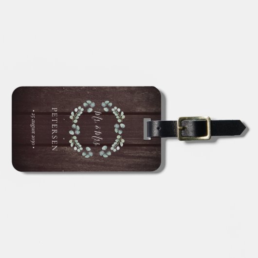 新婚の夫妻のモダンリース結婚の ラゲッジタグ (正面横)