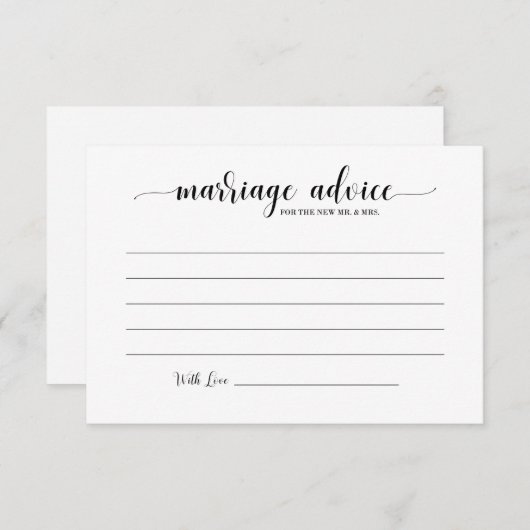 新婚の夫妻の結婚アドバイス アドバイスカード (正面/裏面)