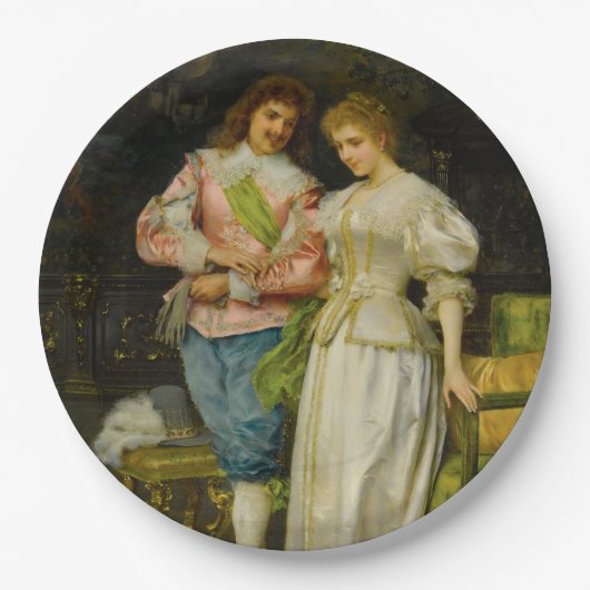 新婚の夫婦(結婚と結婚) ペーパープレート (正面)