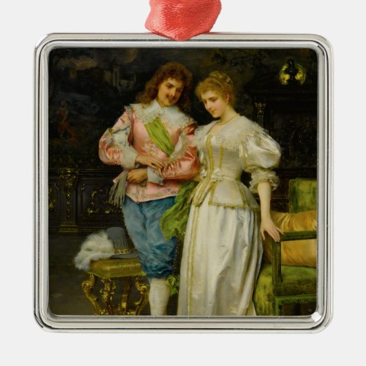 新婚の夫婦(結婚と結婚) メタルオーナメント (正面)