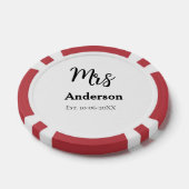 新婚の妻の花嫁の名前の日付の年のest.シンプル ポーカーチップ (シングル)