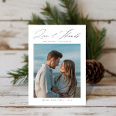 新婚の愛と感謝していビーチ写真クリスマス シーズンカード