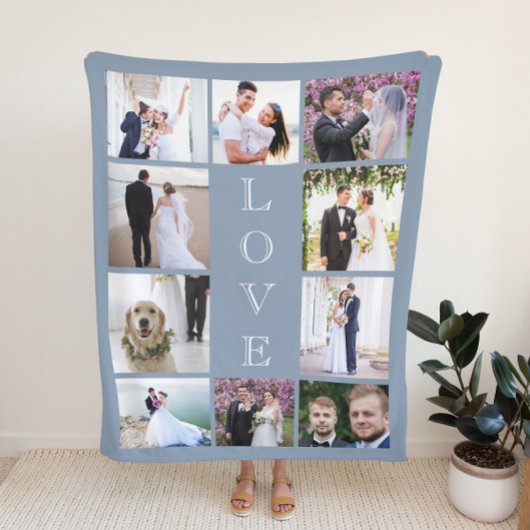 新婚の愛10写真コラージュほこりっぽいブルー結婚ズ シェルパブランケット