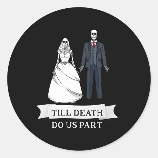 新婚の新郎新婦Til Death Do Us Part ラウンドシール (正面)