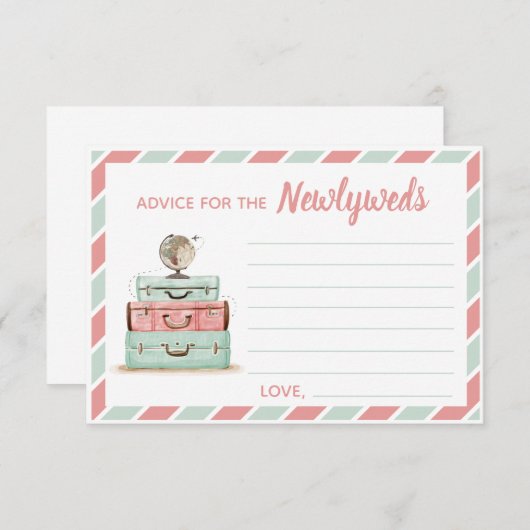 新婚の旅行アドバイスのためのコーラルミントテーマ エンクロージャーカード (正面/裏面)