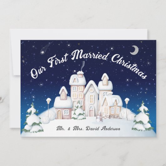 新婚の最初の結婚したクリスマス写真 シーズンカード (正面)