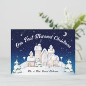 新婚の最初の結婚したクリスマス写真 シーズンカード (スタンド正面)