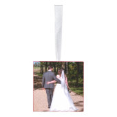 新婚の最初の結婚したクリスマス5枚の写真 キューブオーナメント (右)