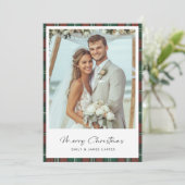 新婚の格子状たった今結婚しました結婚クリスマス シーズンカード (スタンド正面)