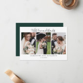 新婚の結婚式の日フォトコラージュありがとう ノートカード (正面/裏面インサイチュ)