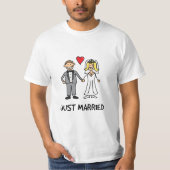 新婚の花嫁と花婿のキャラクター Tシャツ (正面)