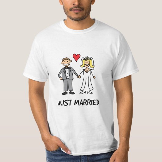 新婚の花嫁と花婿のキャラクター Tシャツ (正面)