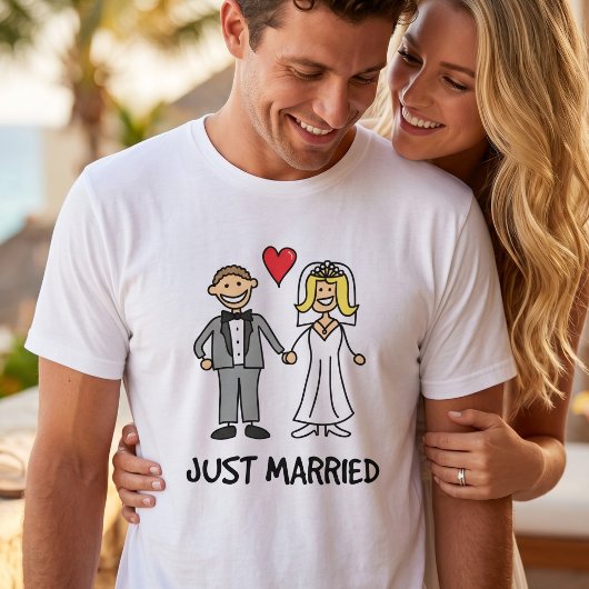 新婚の花嫁と花婿のキャラクター Tシャツ