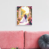 新婚の花嫁と花婿の結婚式の絵画 キャンバスプリント (インサイチュ (リビング))
