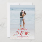 新婚の赤い休日の写真カード夫妻 シーズンカード (正面)