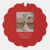 新婚の2枚の写真エレガントクリスマス結婚の オーナメントカード (裏面)