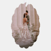 新婚の2枚の写真エレガントクリスマス結婚の オーナメントカード (右)