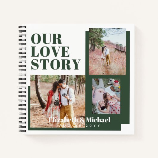 新婚へのフォトギフト愛の物語カスタム ノートブック (正面)