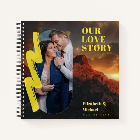 新婚へのフォトギフト愛の物語カスタム ノートブック (正面)