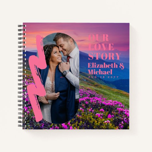新婚へのフォトギフト愛の物語カスタム ノートブック (正面)